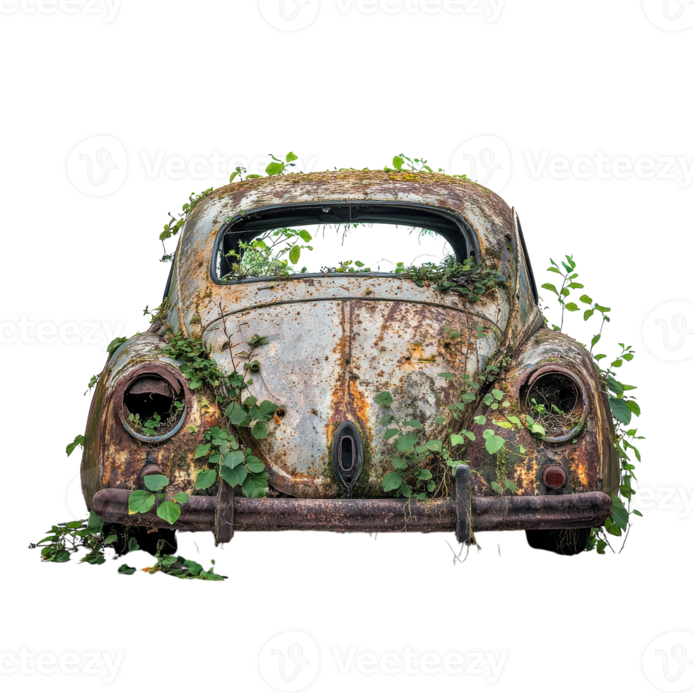Rusty Car Algal Bloom on transparent background. png