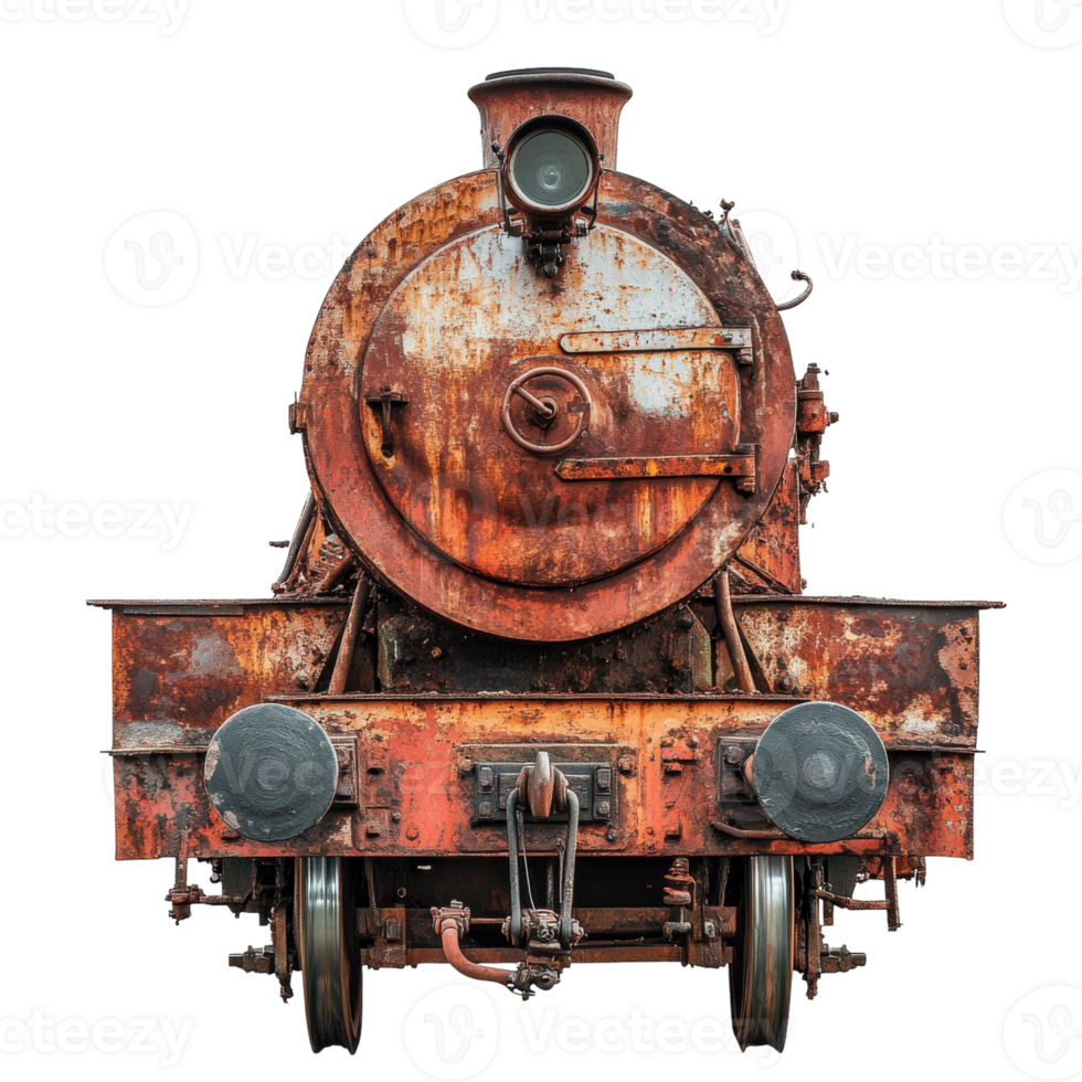 Rusty Steam Train on transparent background. png