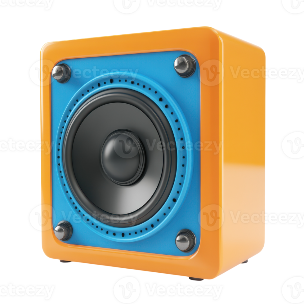 Orange Blue Speaker on transparent background. png