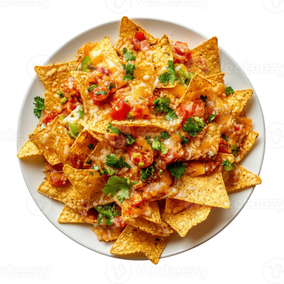 Spicy Nachos Plate on transparent background. png