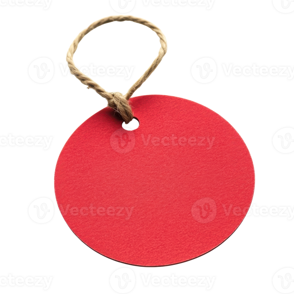 Red Round Tag String on transparent background. png