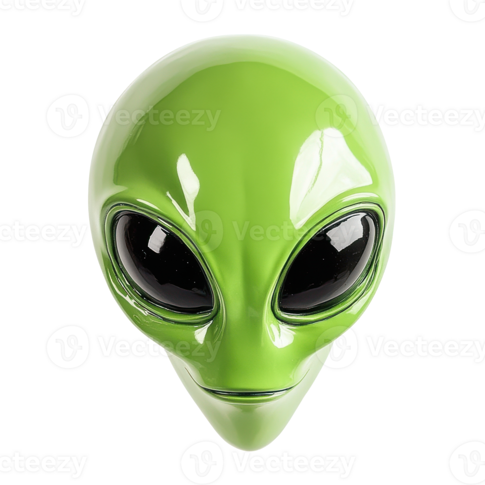 Alien Head Closeup on transparent background. png