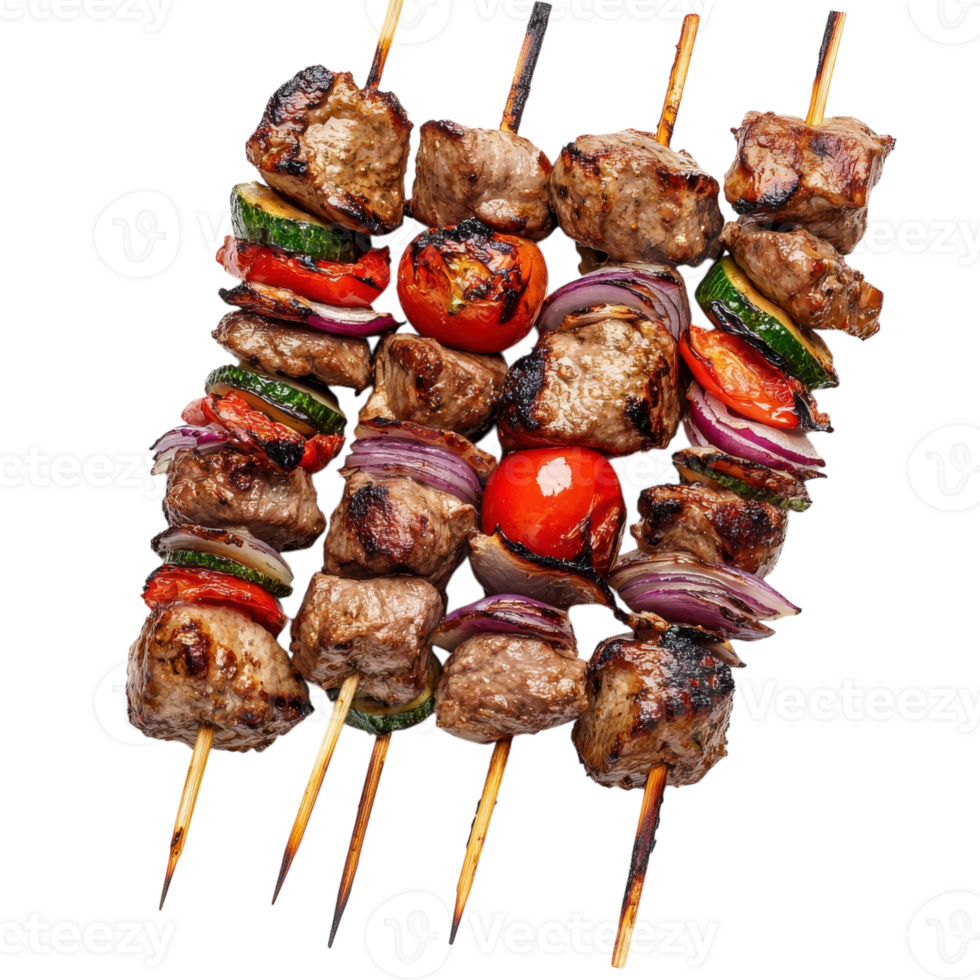 Grilled Skewers Food on transparent background. png