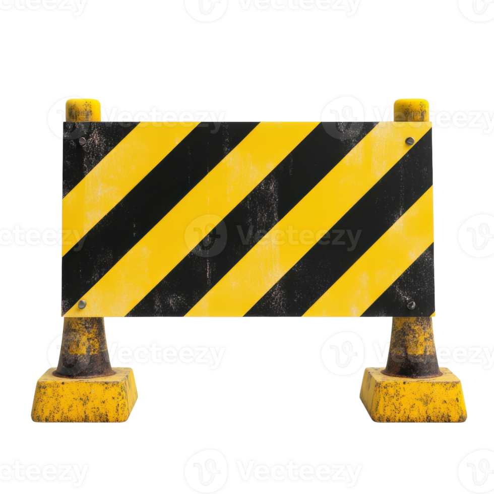 Striped Road block on transparent background. png