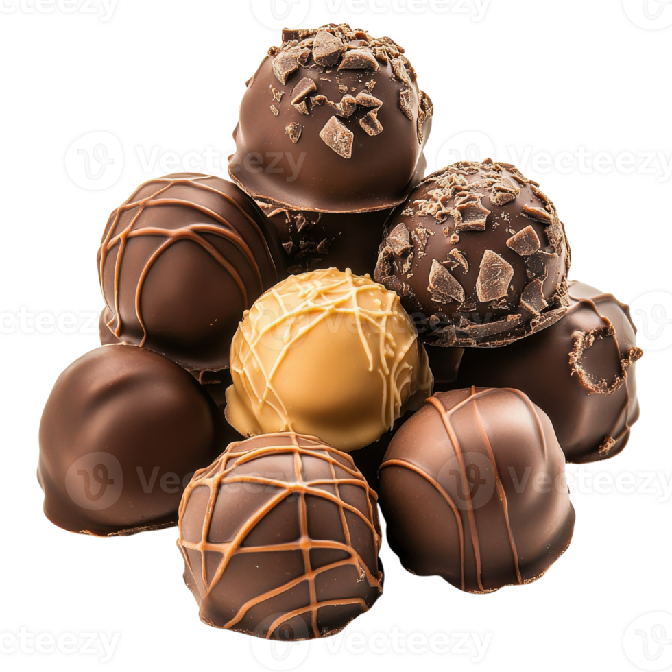 Chocolate Truffles Pyramid on transparent background. png