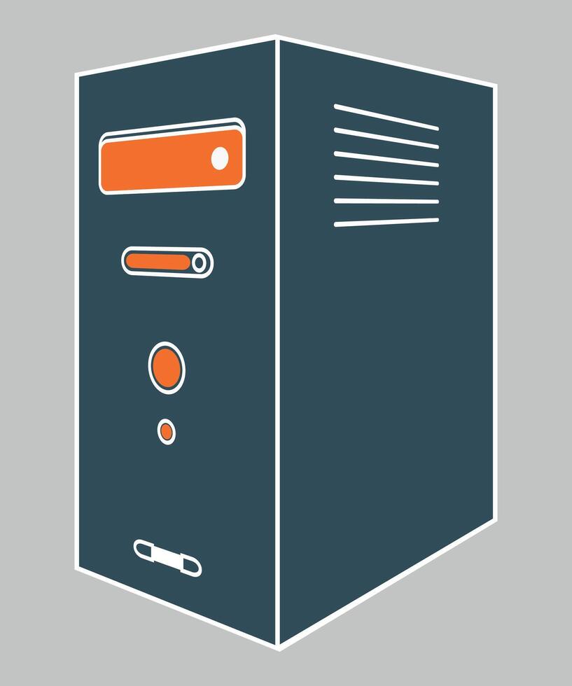 blue computer system unit icon on white background vector