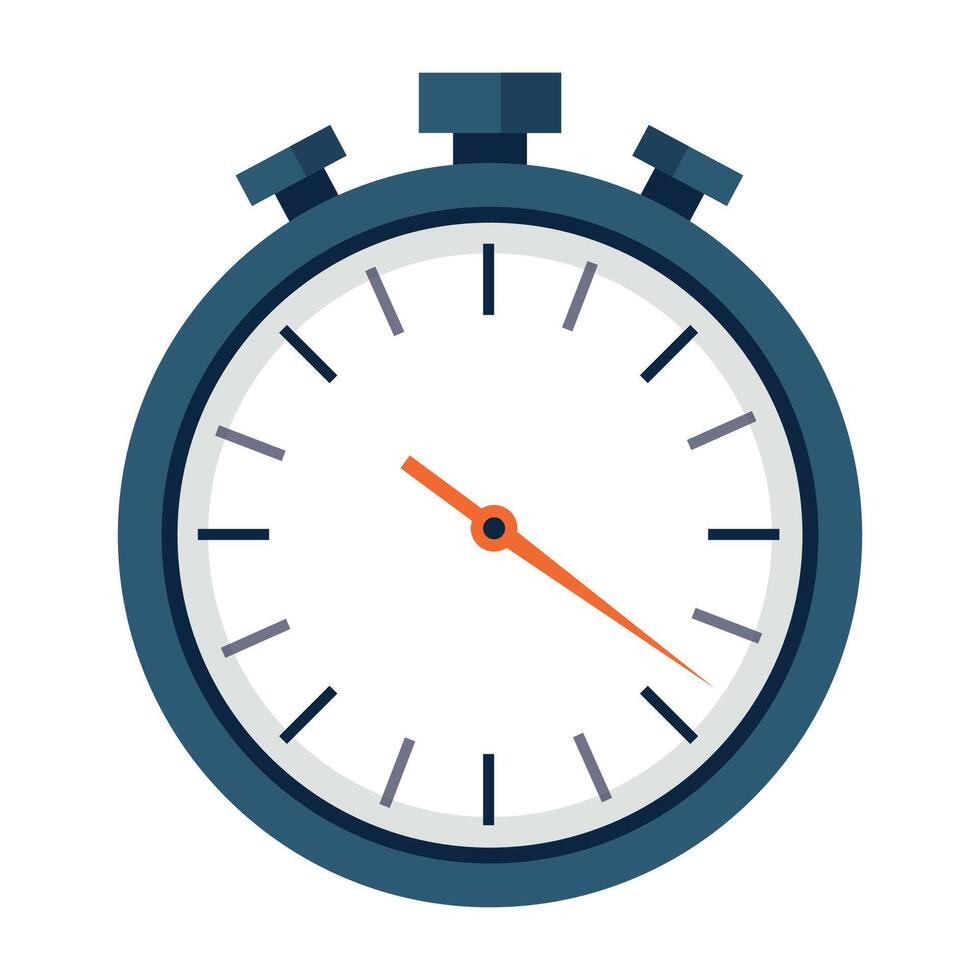 blue office clock icon on white background vector