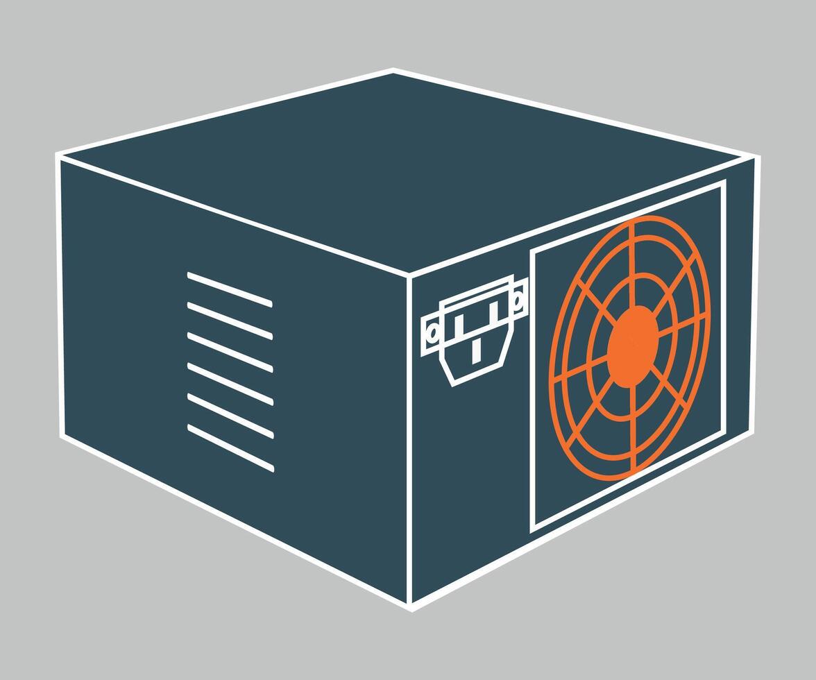 blue computer power supply icon on white background vector