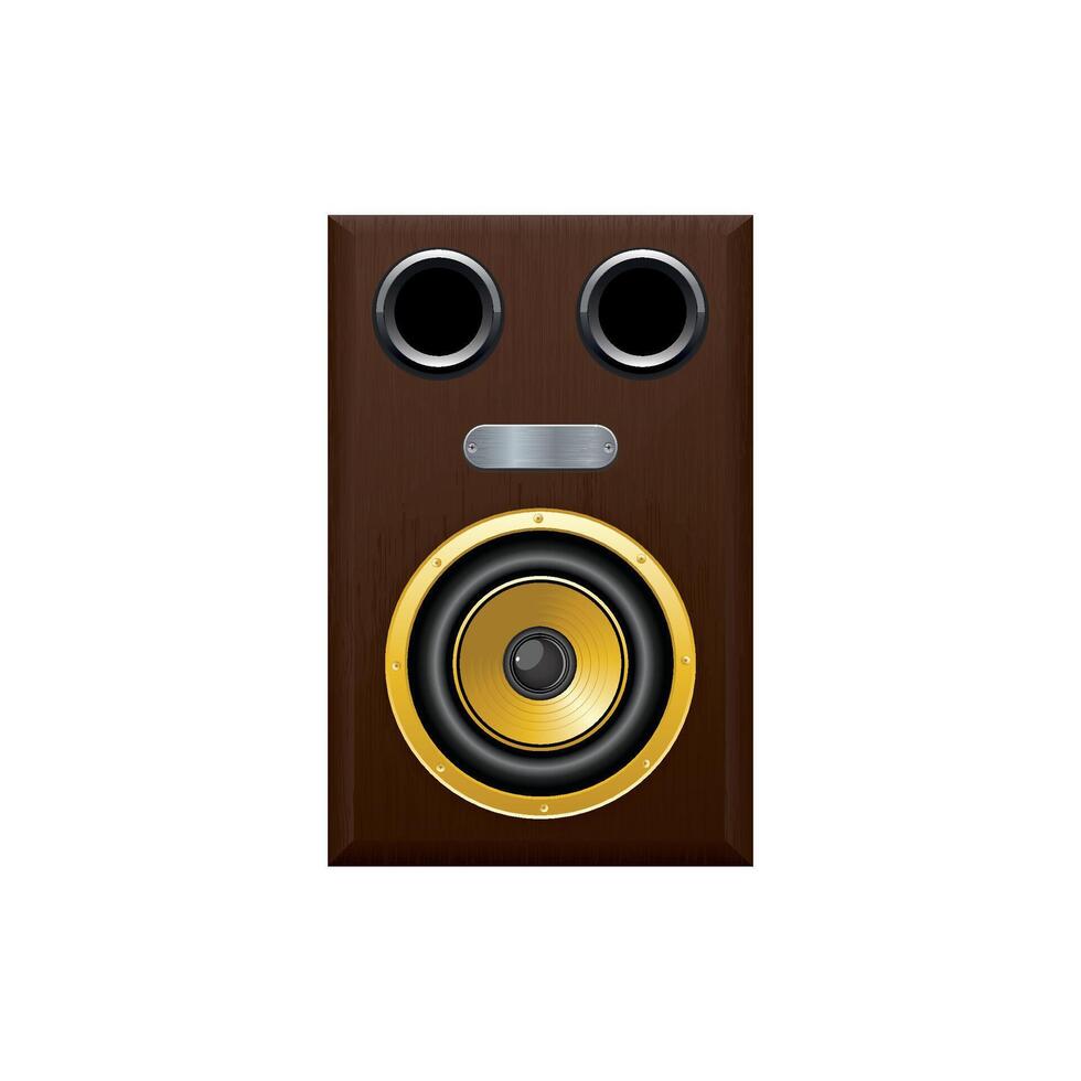 music speaker with three speakers in a wooden case on a white background vector