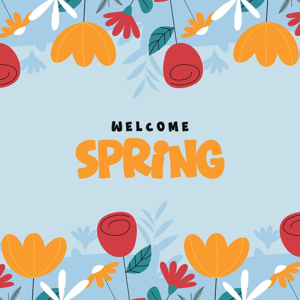 Spring greeting card background template vector