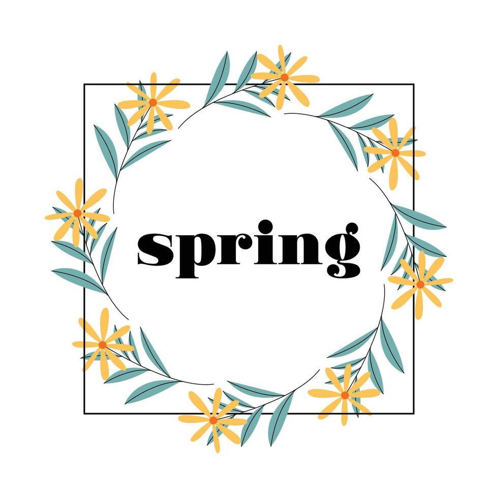 Spring greeting card in frame illustration vector