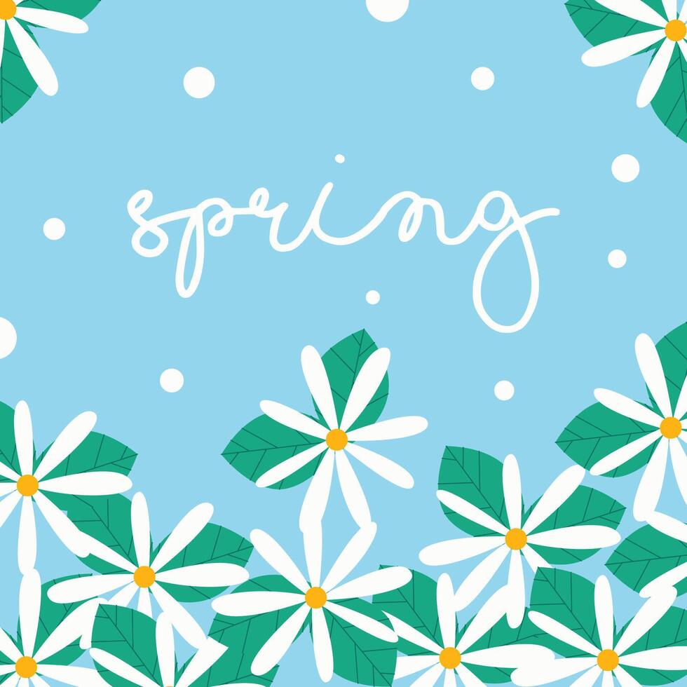 Hello flower spring greeting card illustration vector