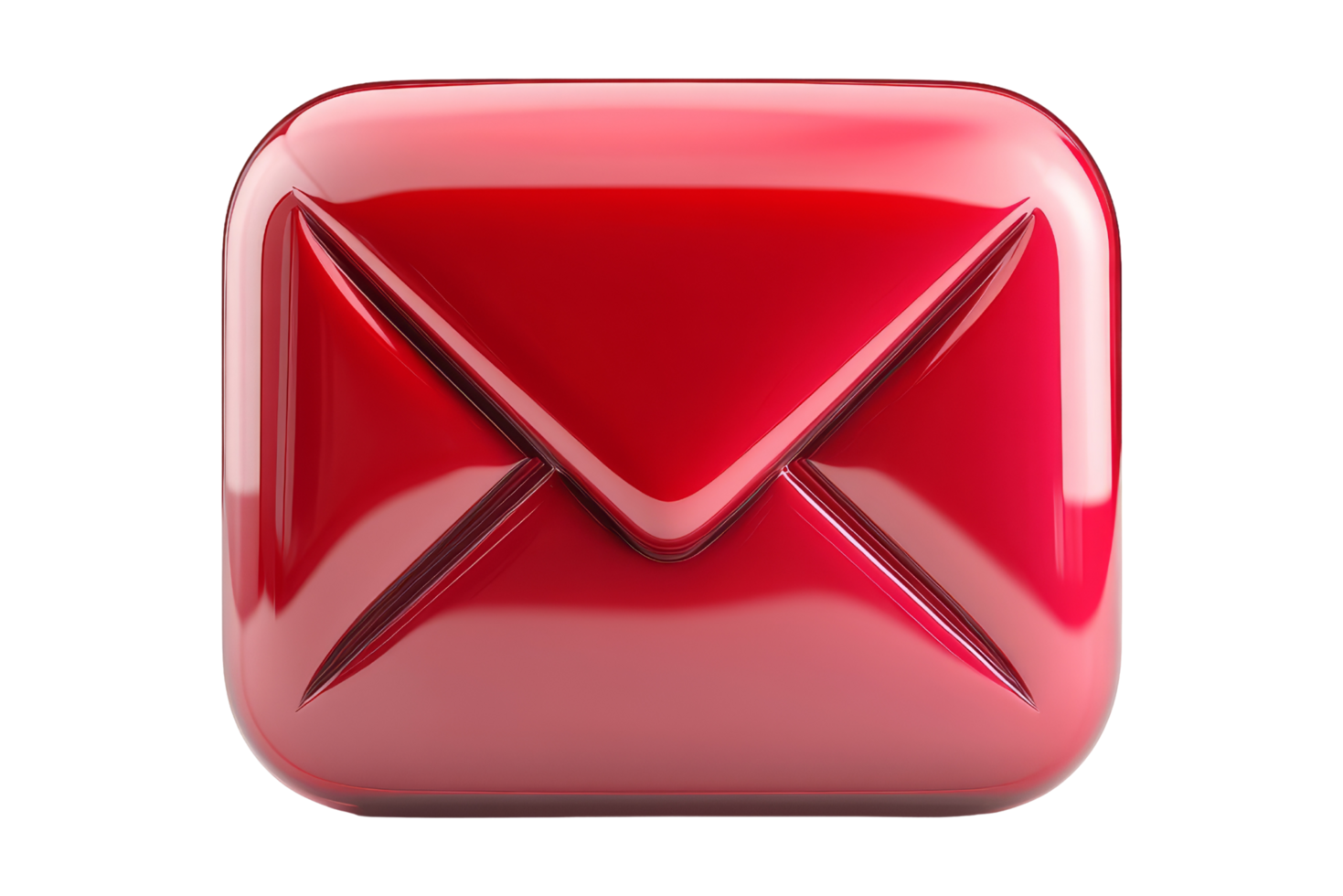 Shiny red email icon isolated graphic design digital png