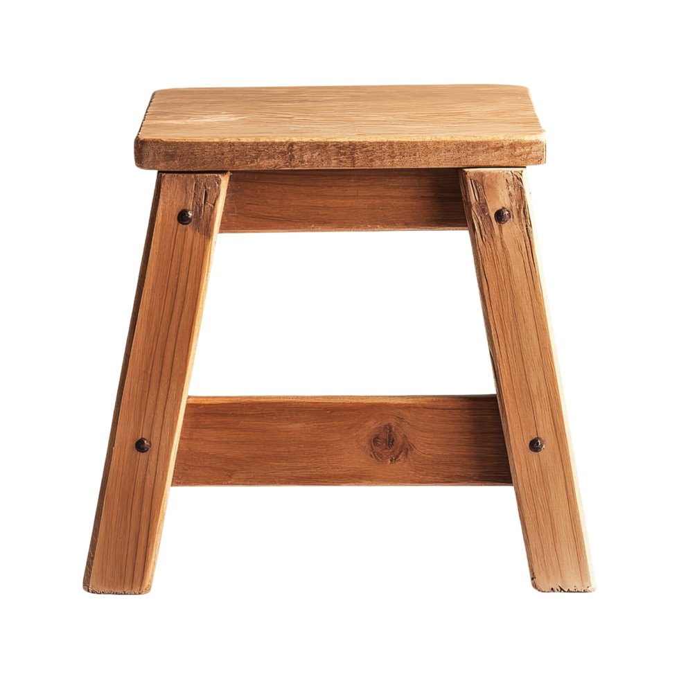 Small wooden step stool chair on png