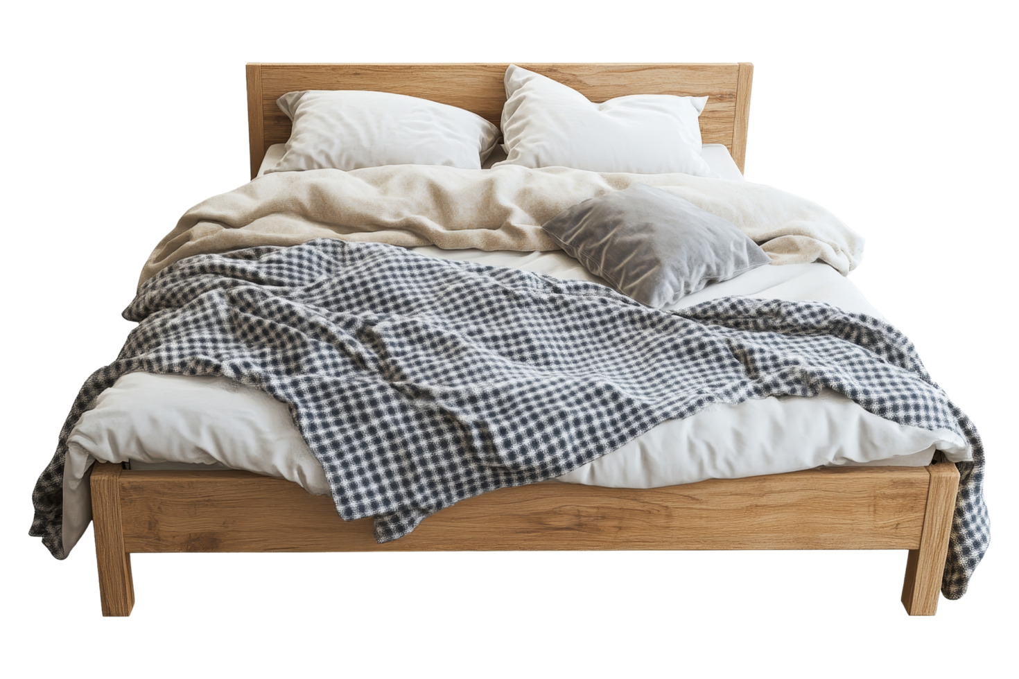 Cozy soft pillow and blanket on comfy bed isolated png