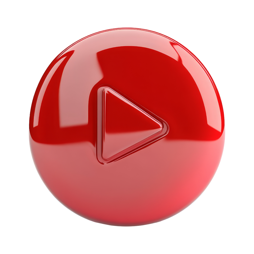 Glossy red play button icon digital design studio graphic png