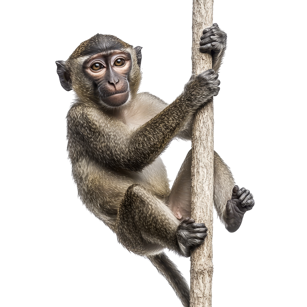 Monkey climbing tree jungle wildlife photography close-up png