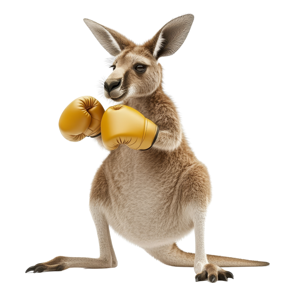 Kangaroo boxing match close-up animal photography png