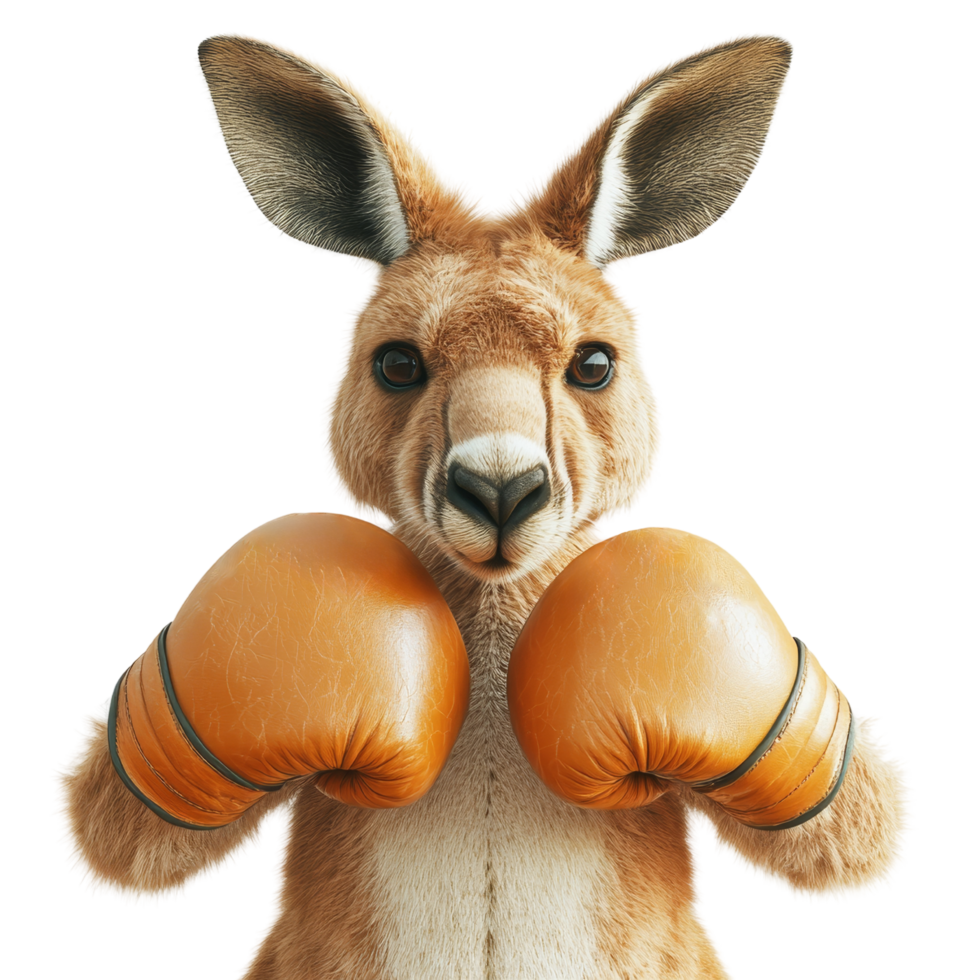 Fun kangaroo boxing in australia animal portrait close-up png