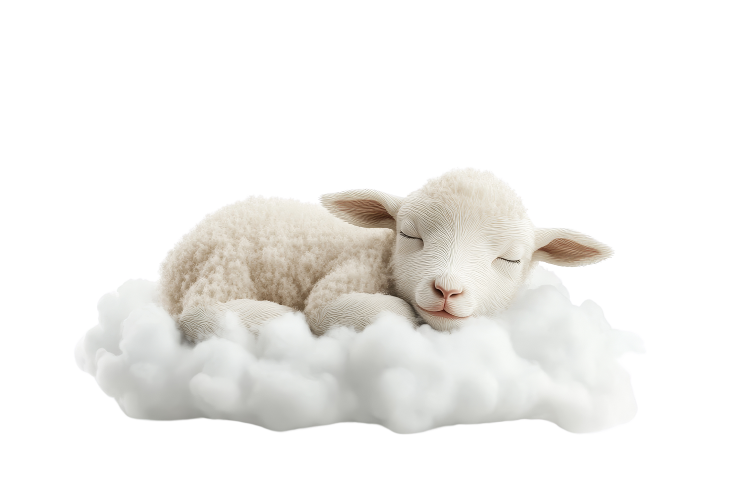 Sleeping lamb on clouds serene nature scene dreamy png