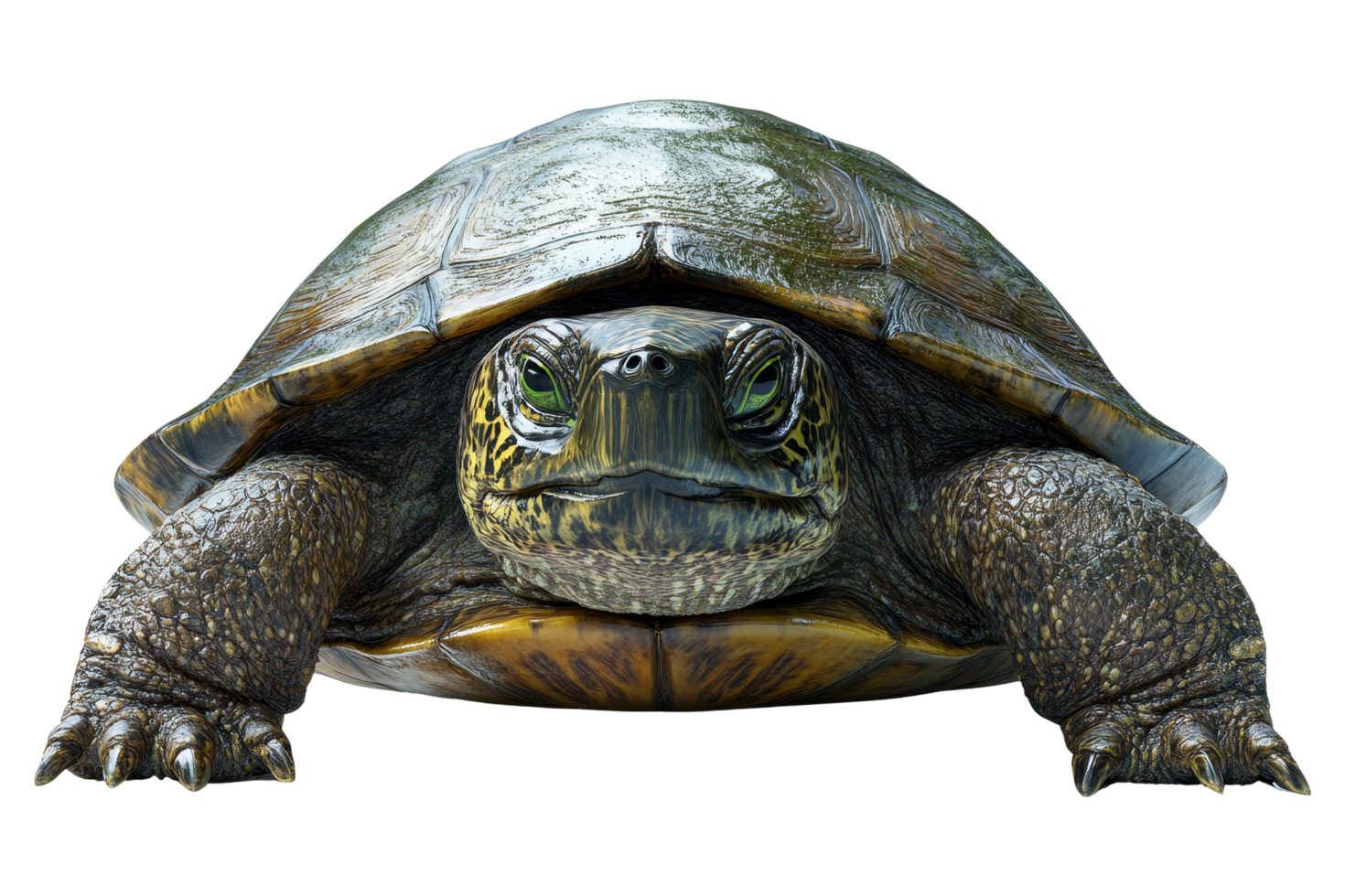 Turtle walking on shore nature scene close-up view png