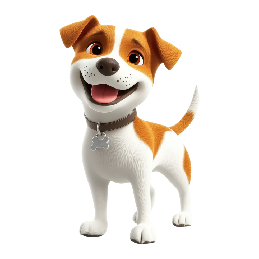 Joyful 3d dog character animation studio png