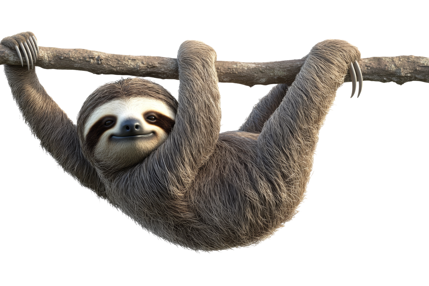Relaxing sloth hanging from a tree branch jungle animal png