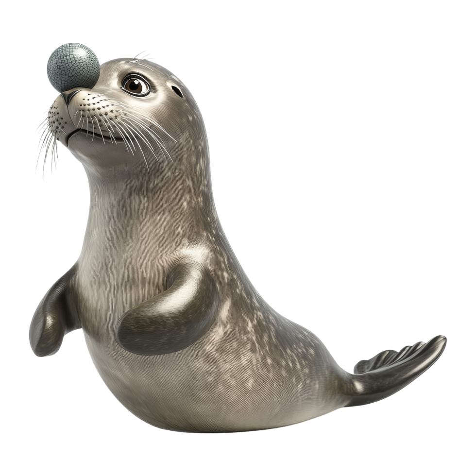 Playful seal figurine studio art display indoor close-up png