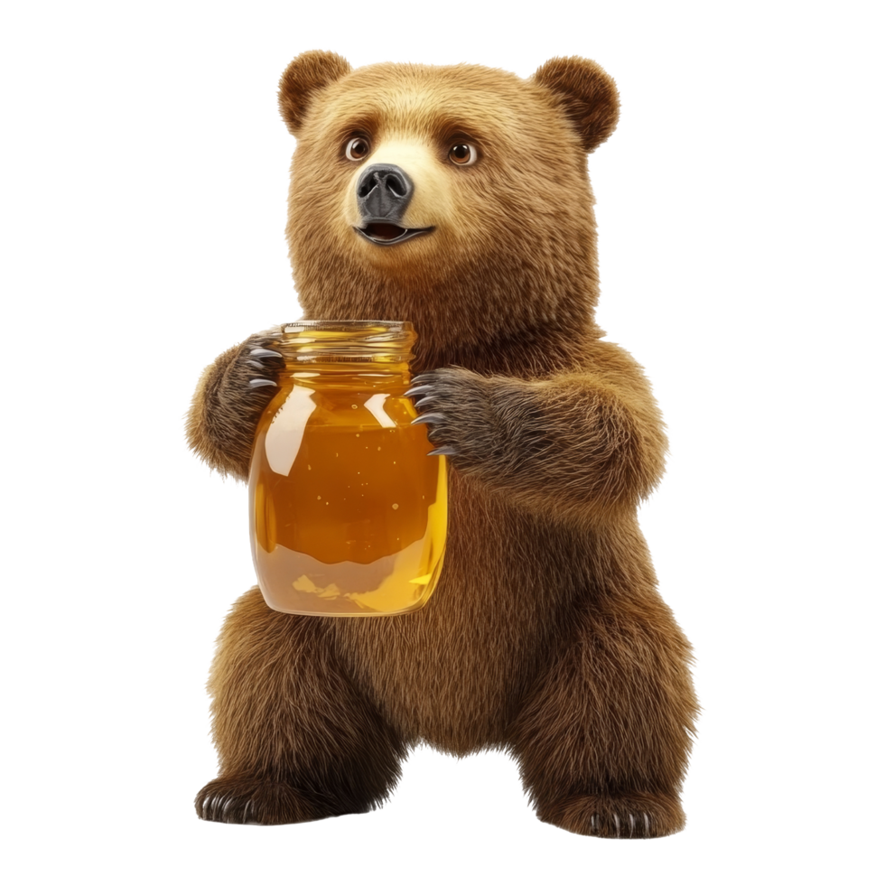 Playful bear enjoying honey forest wildlife close-up png