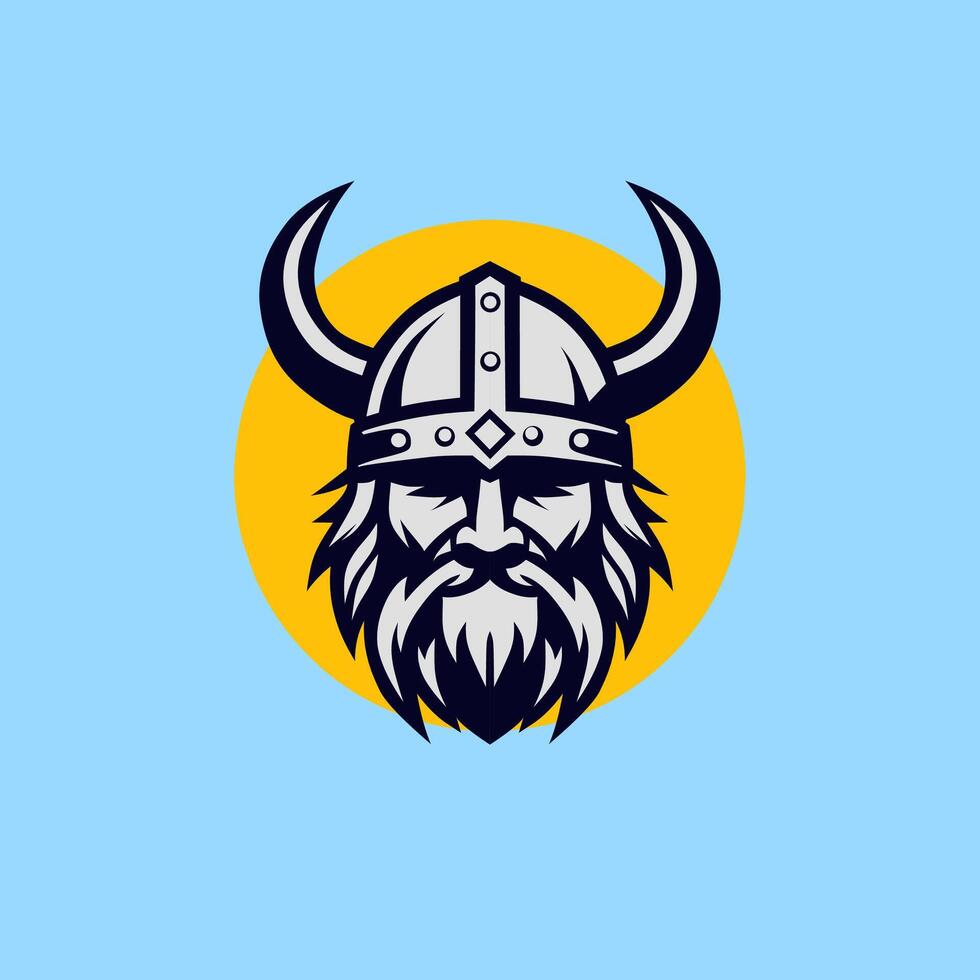 monochrome logo design of viking helmet vector