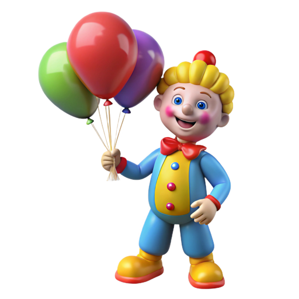 Jolly clown with balloons at a birthday party png