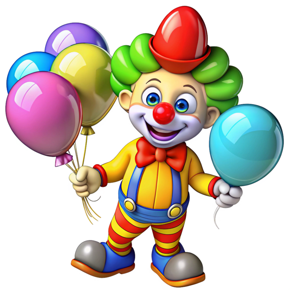 Cheerful clown showing off colorful balloons png