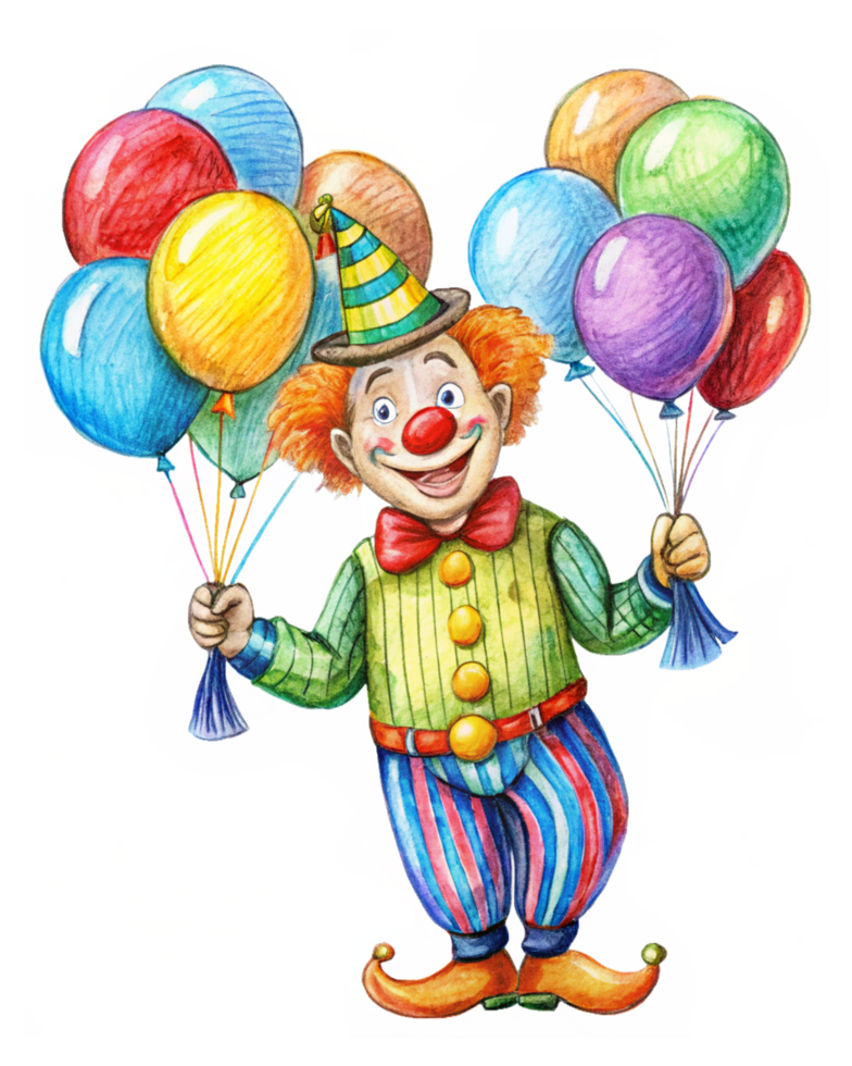 Happy clown with balloons spreading happiness png