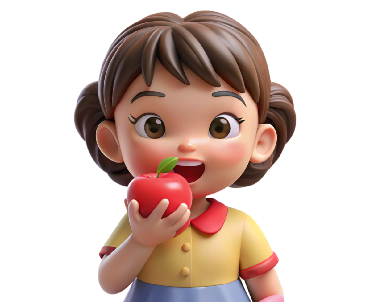 Joyful child taking a bite of a crisp red apple png