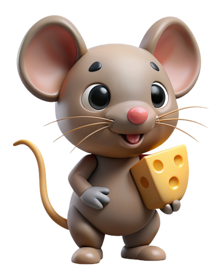 Tiny mouse playing with its cheese treasure png