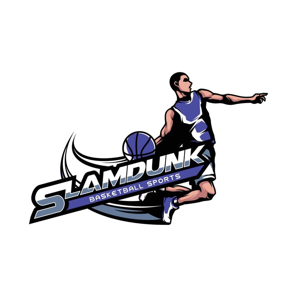 Basketball player jump for the slam dunk Illustration vector