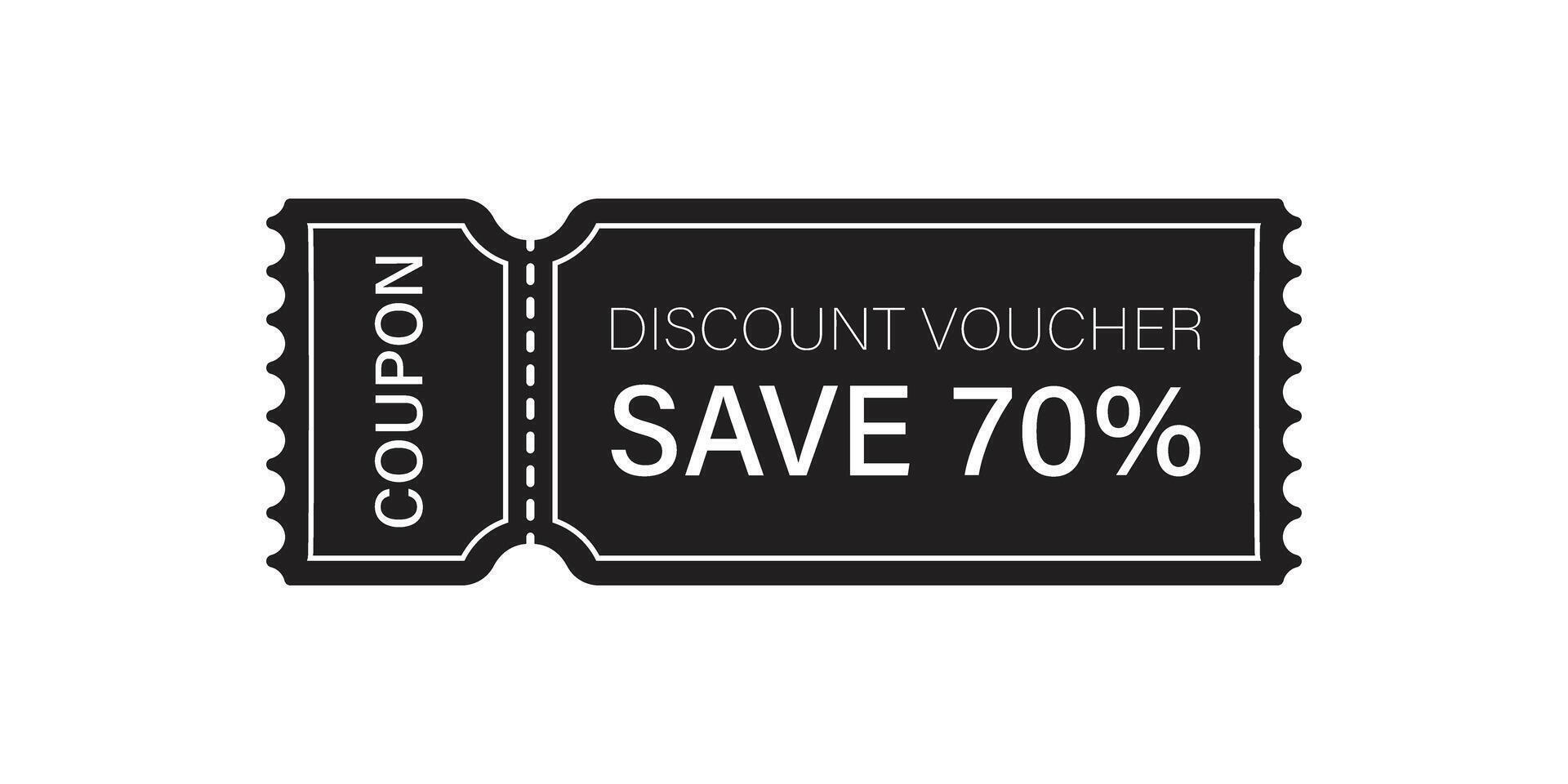 Gift voucher icon in flat style. 70 discount illustration on isolated background. Promotion coupon sign business concept. vector