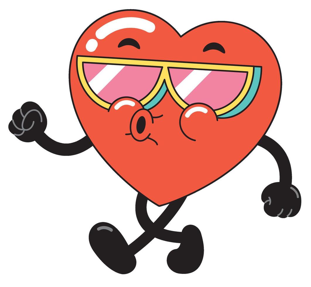 Playful Heart Character with Sunglasses vector