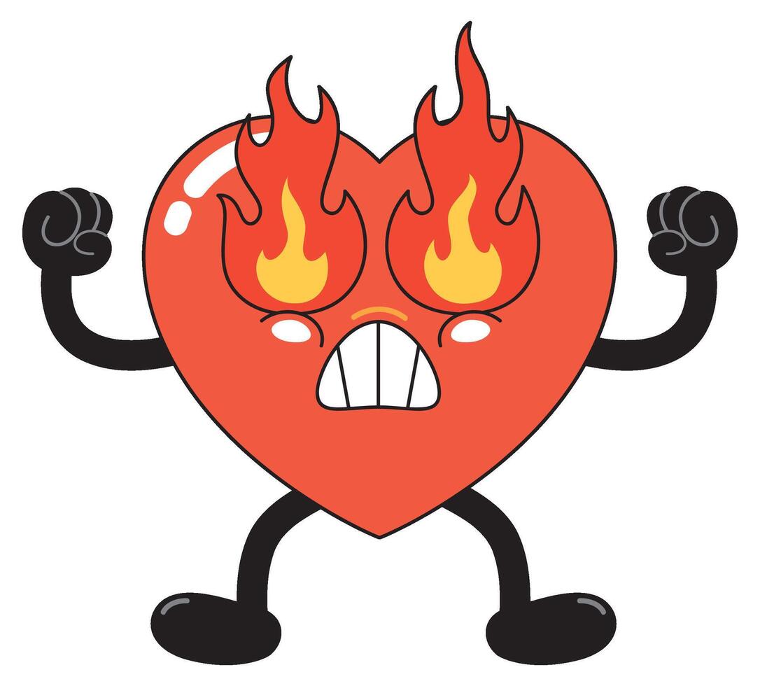 Angry Heart with eye Flames Illustration vector