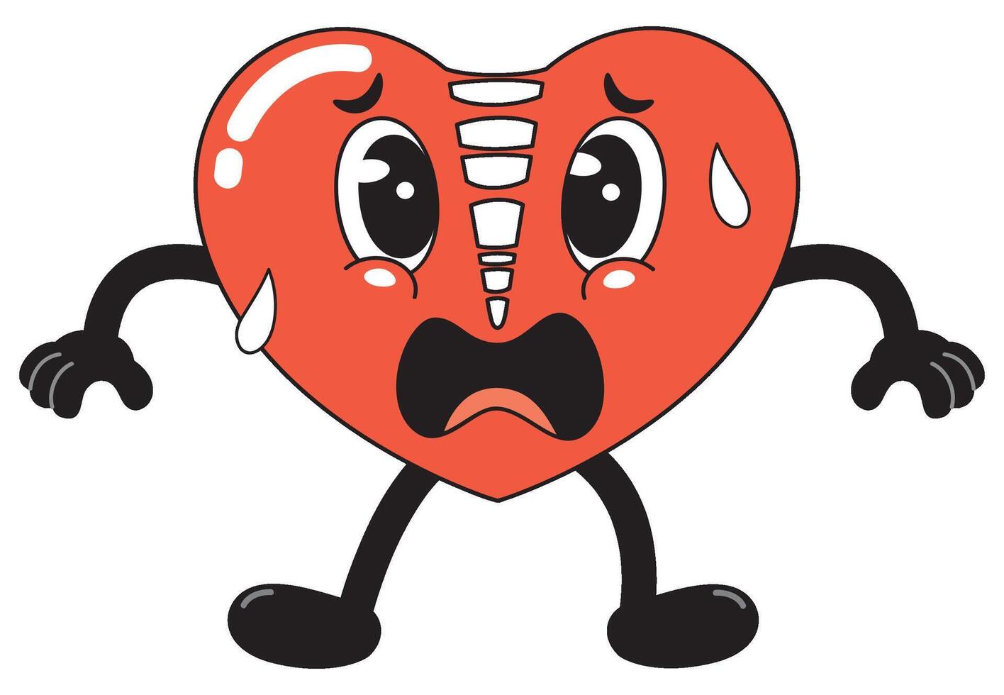 Cartoon Heart with Scared Expression vector