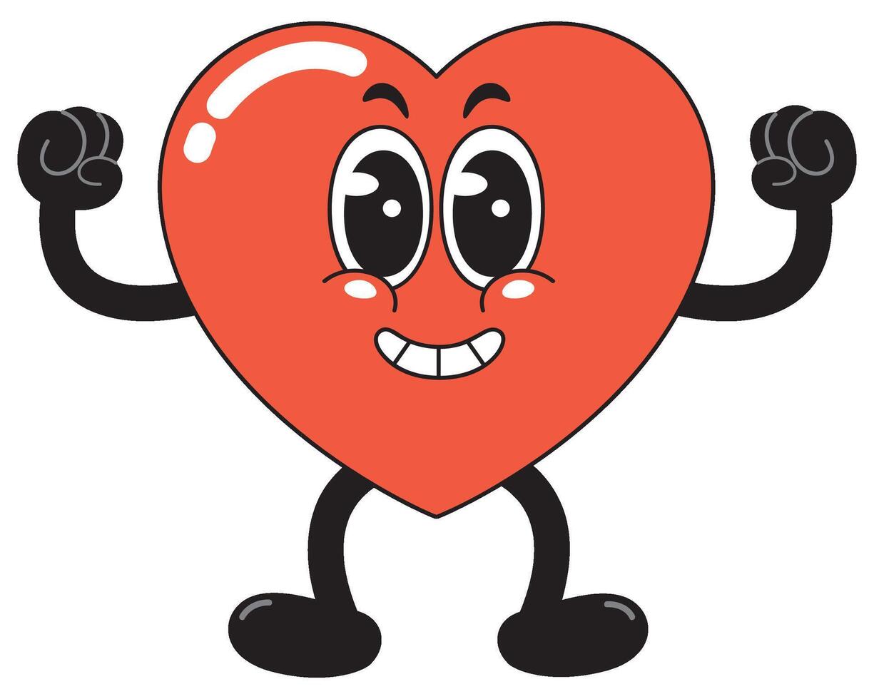 Cartoon heart Strong character with arms and legs vector