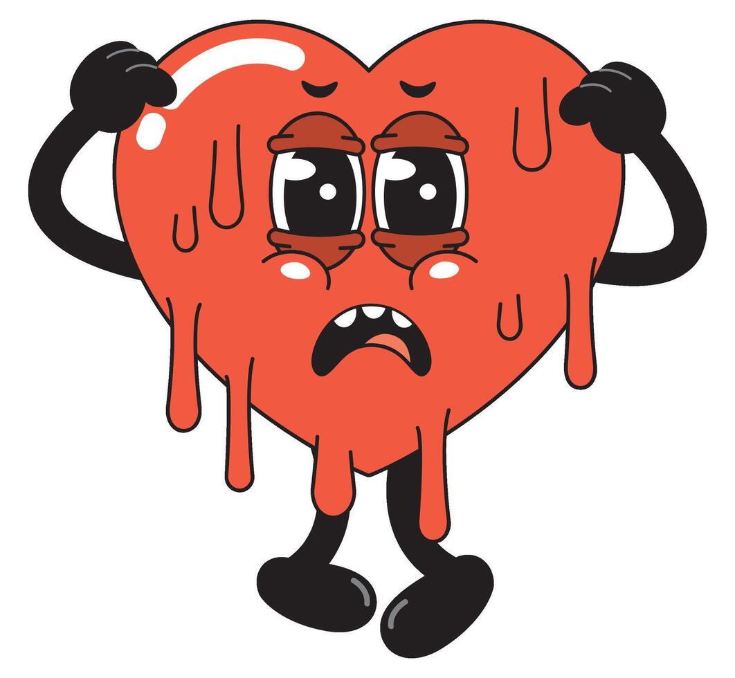 Sad Cartoon Heart melt Illustration vector