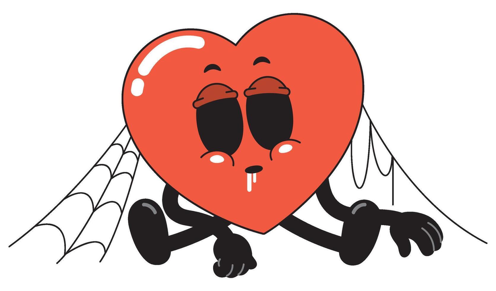 Cartoon Red Emotionless Heart Character vector