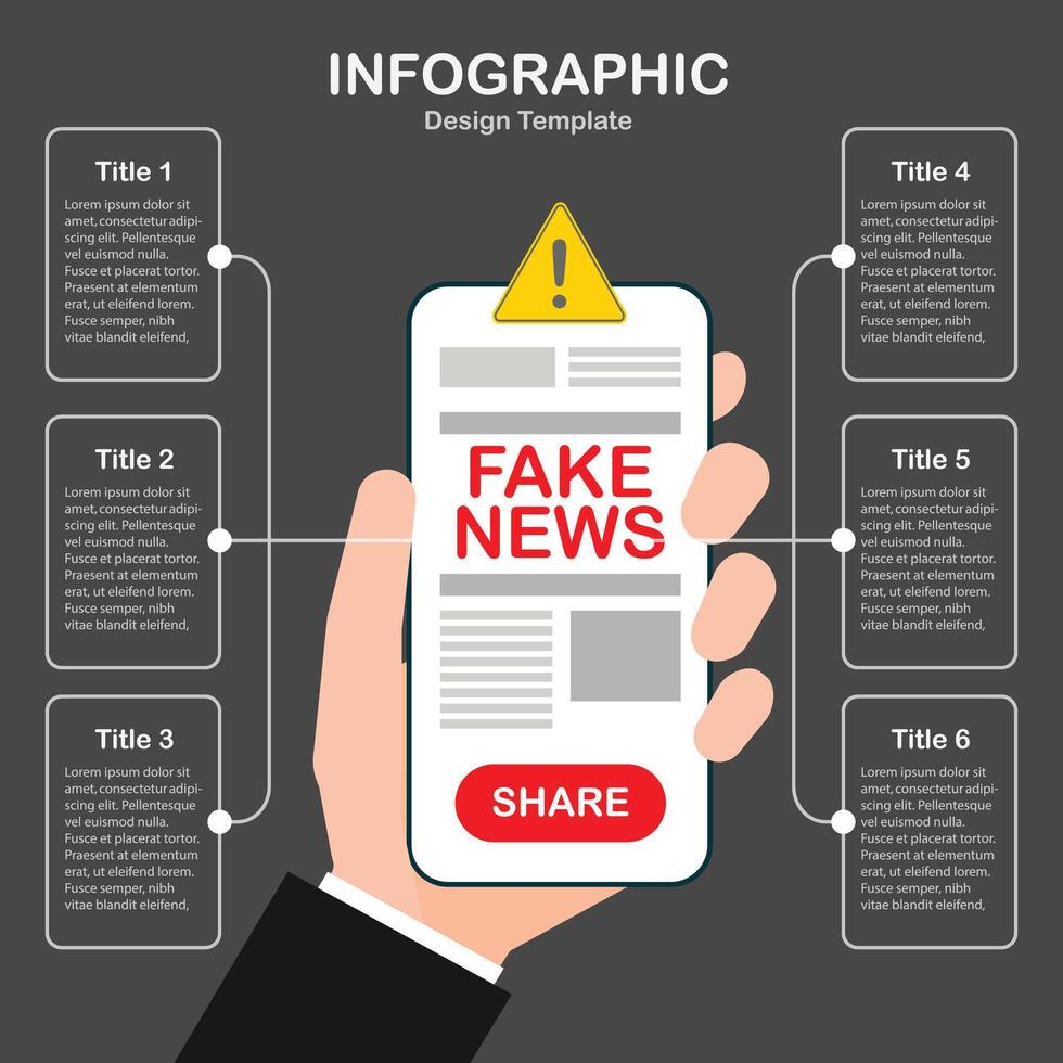 Hand holding phone with fake news concept vector