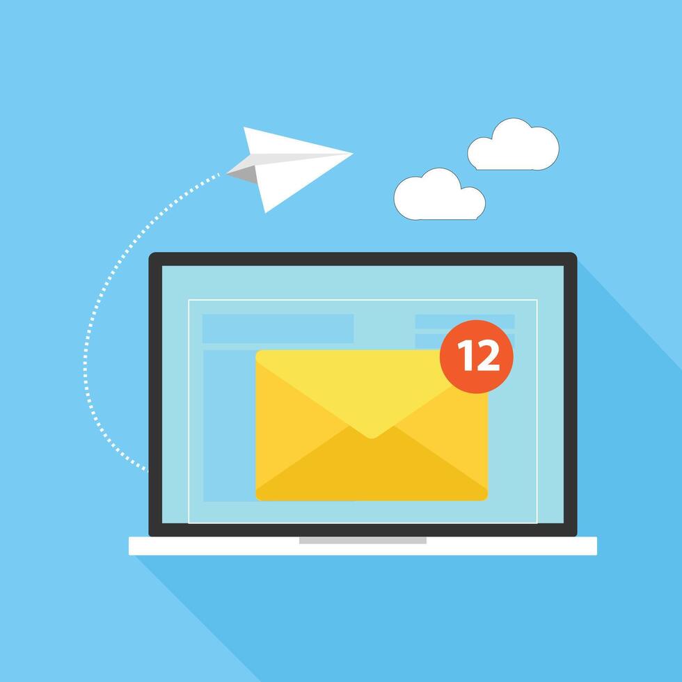 Email sending icon in flat style. vector