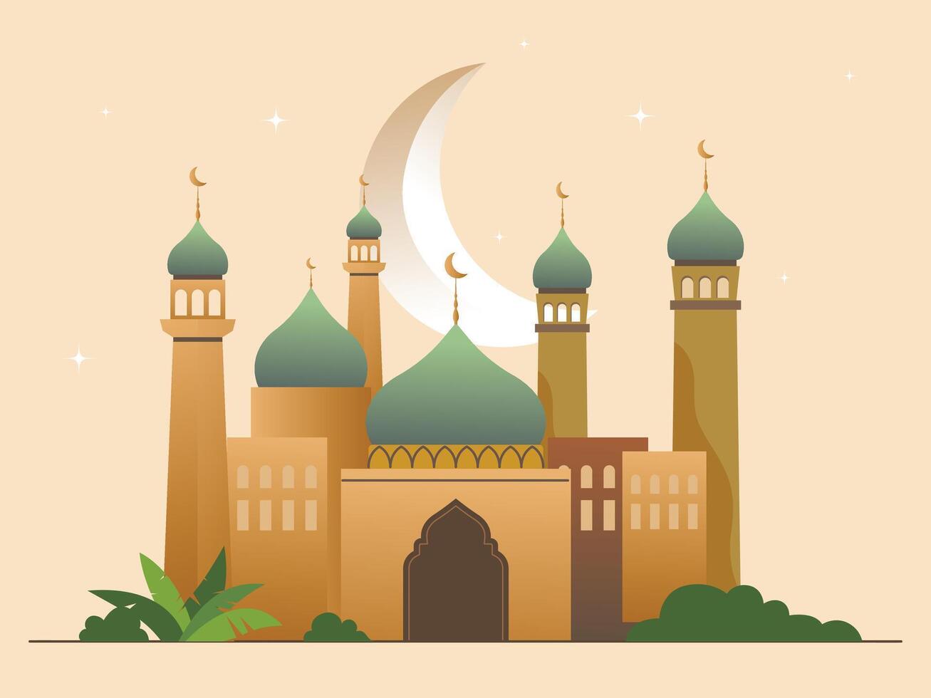 Mosque for Ramadan Mubarak, Eif al fitr and Eif al Adha, islamic design element vector