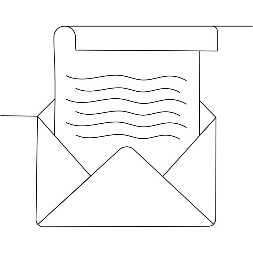 Love letter single-line art elegantly depicts the simplicity and depth of emotions vector
