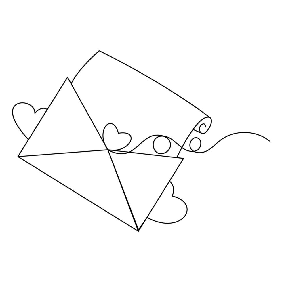 With minimalistic design, love letter single-line art portrays the intimacy of love letters, capturing both sentiment and simplicity. vector