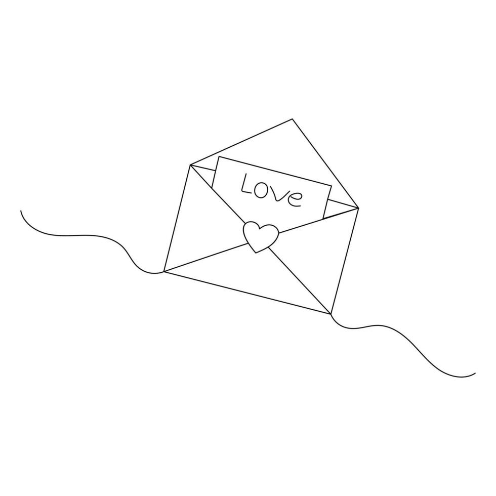 In love letter single-line art, a single stroke creates a timeless representation of romance and meaningful communication. vector
