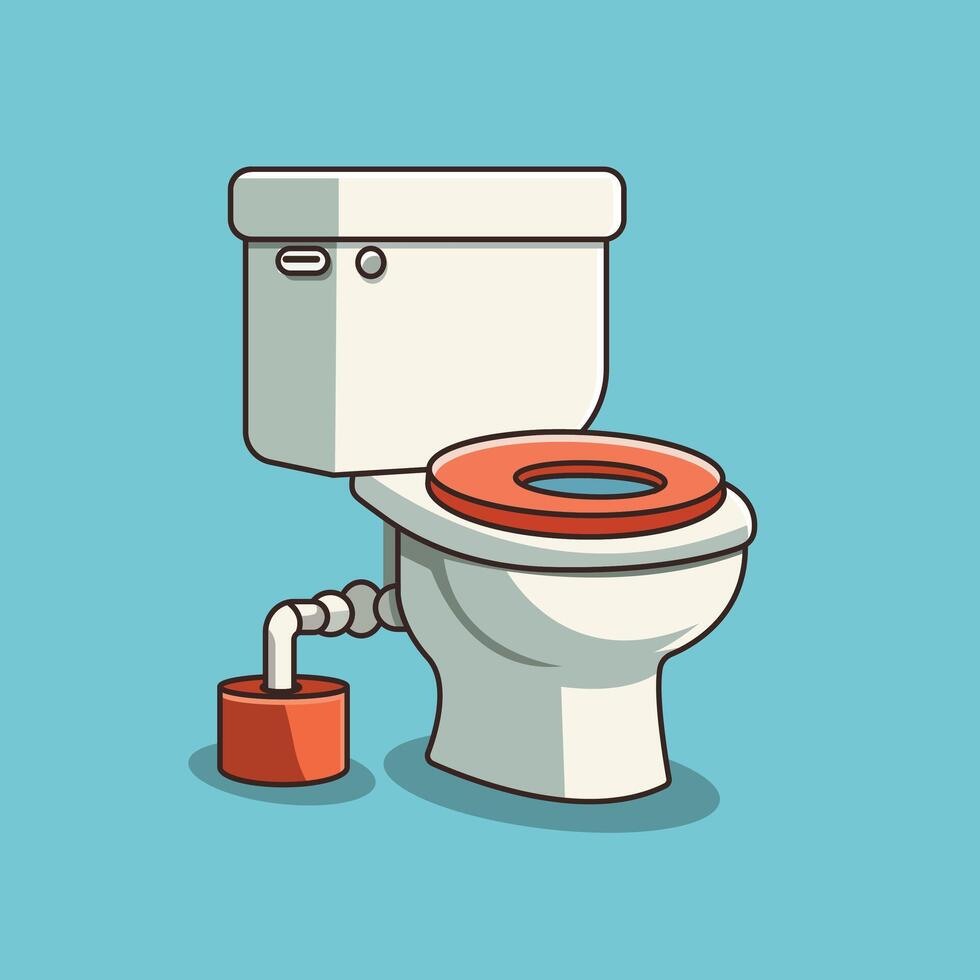 Toilet Flush on Bathroom Cartoon Icon Illustration. Toilet Icon Concept Isolated Premium . Flat Cartoon Style vector